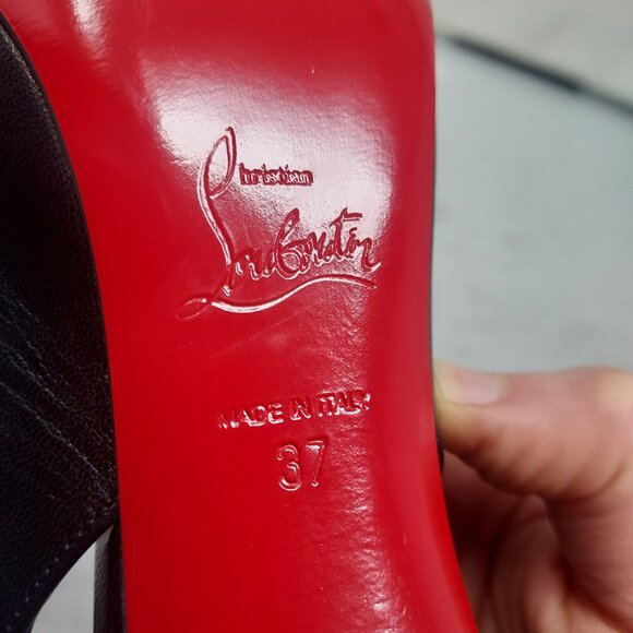 Christian Louboutin Black Strappy Condora Leather Heel Shoe - Picture 4 of 11